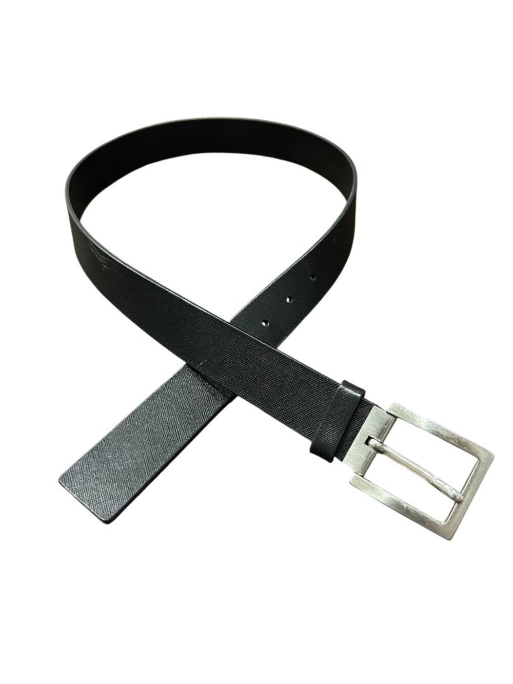 Banana Republic 36 Mens Black Italian Genuine Leather Belt Silver Buckle Vintage